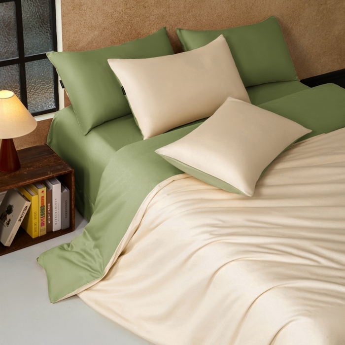 91家纺网 家纺一手货源 找家纺 秀色家纺 2025新款A类60s新疆长绒棉纯棉四件套全棉床上用品纯色床单被套被罩三件套-米朵 米朵-奶昔白+山栀茶