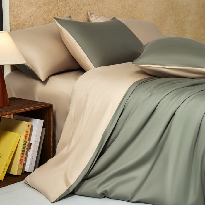 91家纺网 家纺一手货源 找家纺 秀色家纺 2025新款A类60s新疆长绒棉纯棉四件套全棉床上用品纯色床单被套被罩三件套-米朵 米朵-琉璃香槟金