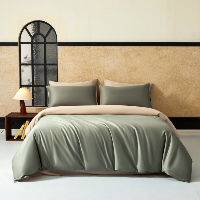 91家纺网 家纺一手货源 找家纺 秀色家纺 2025新款A类60s新疆长绒棉纯棉四件套全棉床上用品纯色床单被套被罩三件套-米朵 米朵-琉璃香槟金