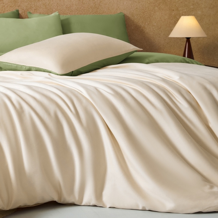 91家纺网 家纺一手货源 找家纺 秀色家纺 2025新款A类60s新疆长绒棉纯棉四件套全棉床上用品纯色床单被套被罩三件套-米朵 米朵-奶昔白+山栀茶