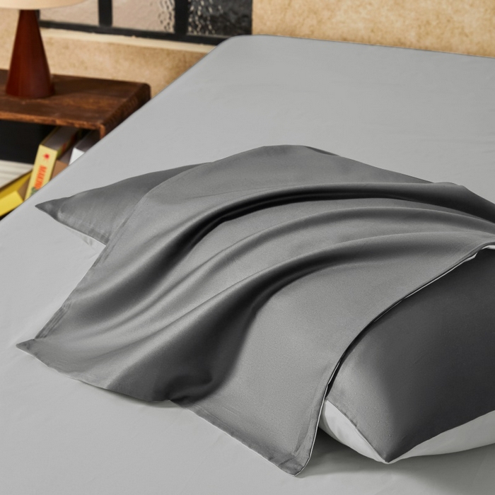 91家纺网 家纺一手货源 找家纺 秀色家纺 2025新款A类60s新疆长绒棉纯棉四件套全棉床上用品纯色床单被套被罩三件套-米朵 米朵-雅士灰+烟墨灰