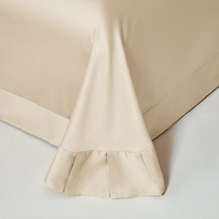 91家纺网 家纺一手货源 找家纺 秀色家纺 2025新款A类60s新疆长绒棉纯棉四件套全棉床上用品纯色床单被套被罩三件套-米朵 米朵-奶昔白+亚麻咖