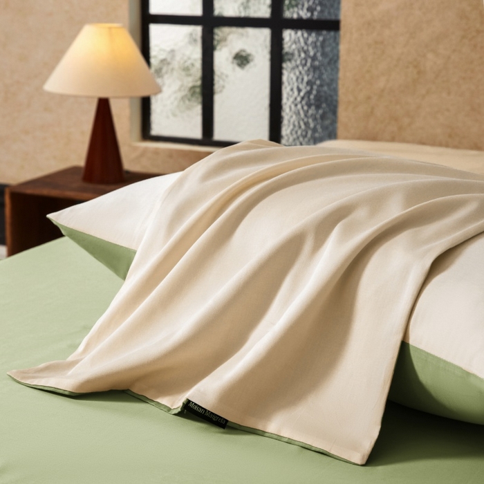 91家纺网 家纺一手货源 找家纺 秀色家纺 2025新款A类60s新疆长绒棉纯棉四件套全棉床上用品纯色床单被套被罩三件套-米朵 米朵-奶昔白+山栀茶