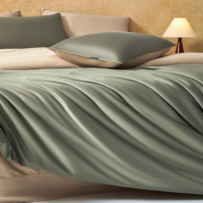 91家纺网 家纺一手货源 找家纺 秀色家纺 2025新款A类60s新疆长绒棉纯棉四件套全棉床上用品纯色床单被套被罩三件套-米朵 米朵-琉璃香槟金