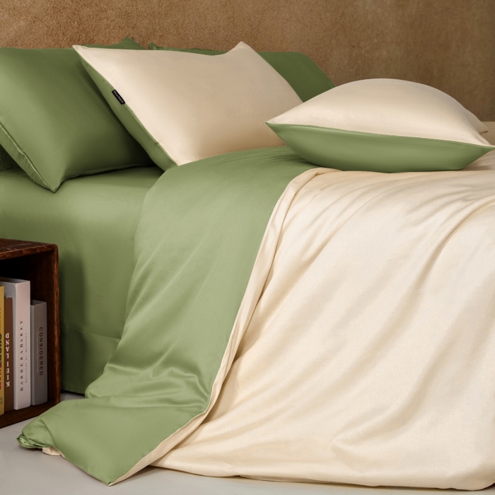 91家纺网 家纺一手货源 找家纺 秀色家纺 2025新款A类60s新疆长绒棉纯棉四件套全棉床上用品纯色床单被套被罩三件套-米朵 米朵-奶昔白+山栀茶