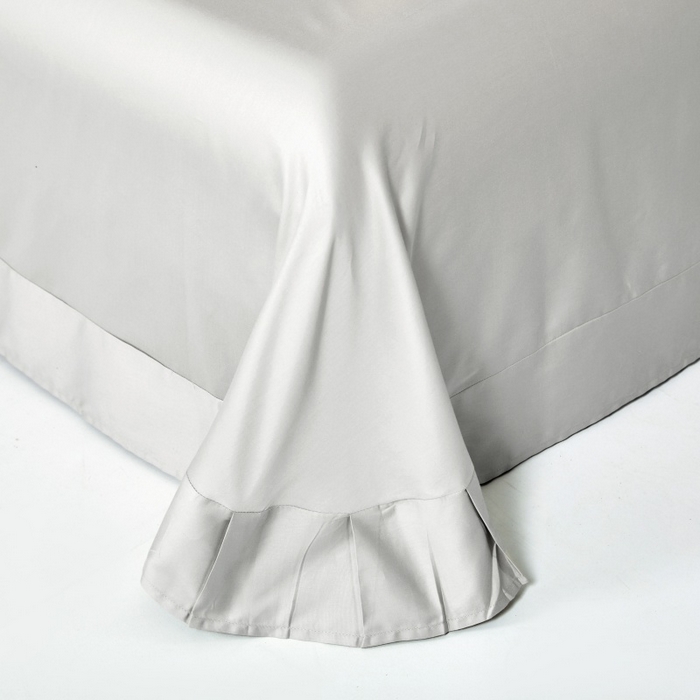 91家纺网 家纺一手货源 找家纺 秀色家纺 2025新款A类60s新疆长绒棉纯棉四件套全棉床上用品纯色床单被套被罩三件套-米朵 米朵-静谧蓝+烟墨灰