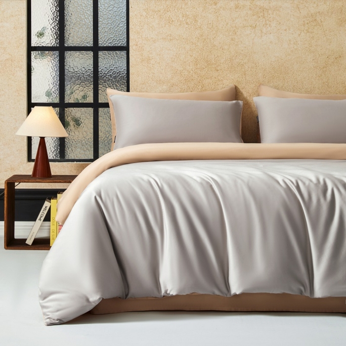 91家纺网 家纺一手货源 找家纺 秀色家纺 2025新款A类60s新疆长绒棉纯棉四件套全棉床上用品纯色床单被套被罩三件套-米朵 米朵-可口摩卡