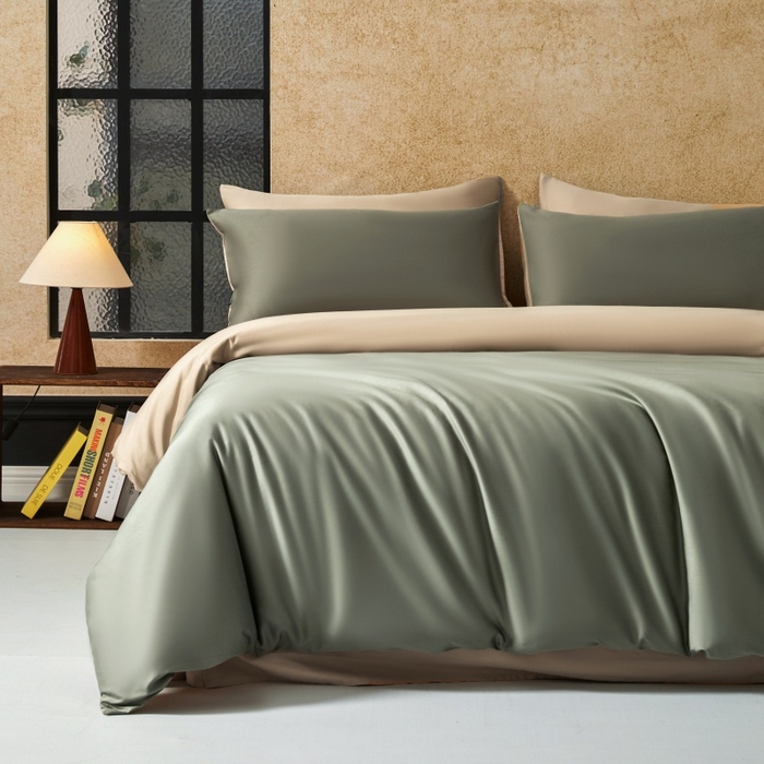 91家纺网 家纺一手货源 找家纺 秀色家纺 2025新款A类60s新疆长绒棉纯棉四件套全棉床上用品纯色床单被套被罩三件套-米朵 米朵-琉璃香槟金