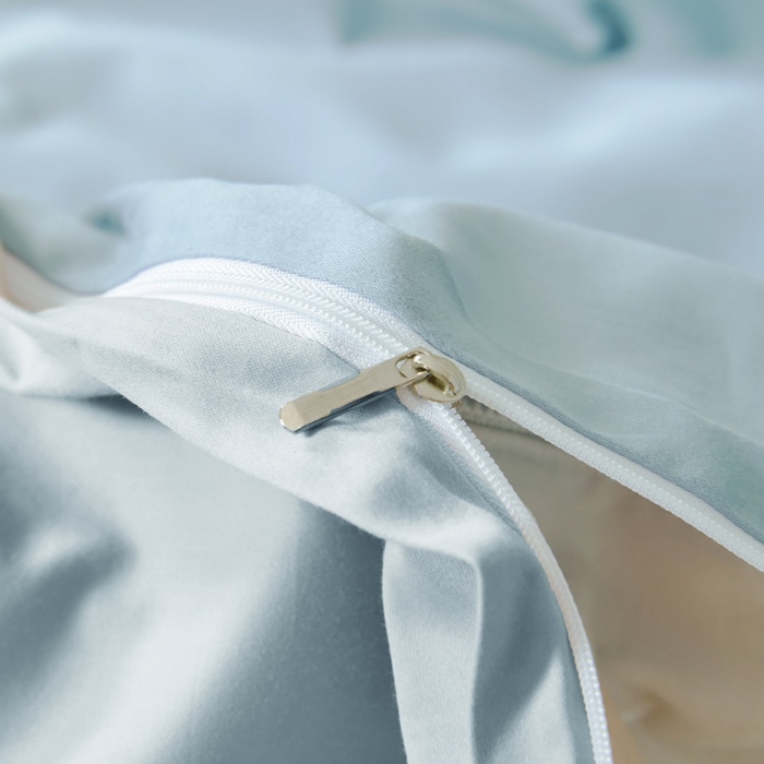 91家纺网 家纺一手货源 找家纺 秀色家纺 2025新款A类60s新疆长绒棉纯棉四件套全棉床上用品纯色床单被套被罩三件套-米朵 米朵-天空蓝