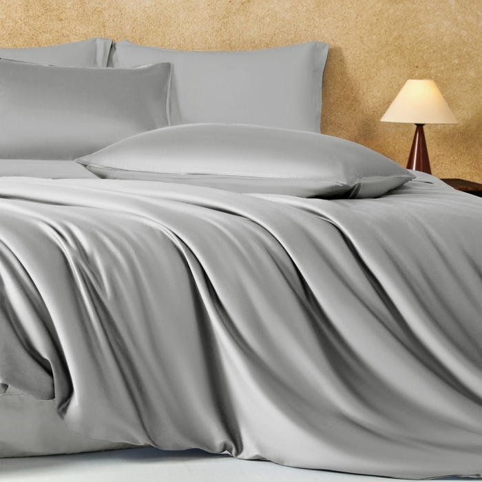 91家纺网 家纺一手货源 找家纺 秀色家纺 2025新款A类60s新疆长绒棉纯棉四件套全棉床上用品纯色床单被套被罩三件套-米朵 米朵-烟墨灰