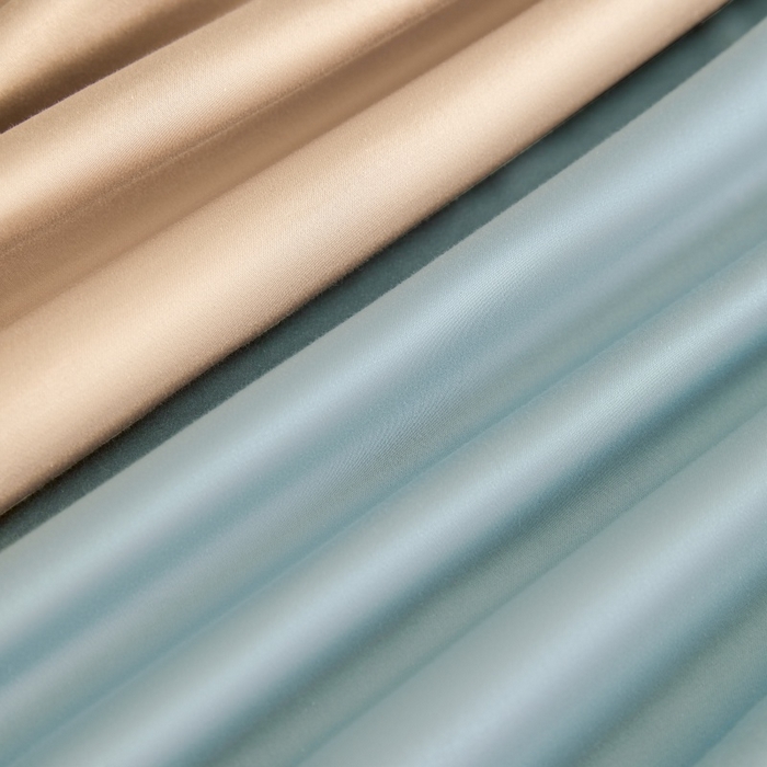 91家纺网 家纺一手货源 找家纺 秀色家纺 2025新款A类60s新疆长绒棉纯棉四件套全棉床上用品纯色床单被套被罩三件套-米朵 米朵-天空蓝+奶昔白