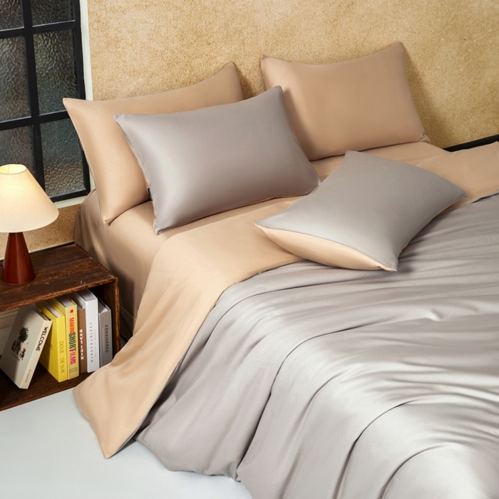 91家纺网 家纺一手货源 找家纺 秀色家纺 2025新款A类60s新疆长绒棉纯棉四件套全棉床上用品纯色床单被套被罩三件套-米朵 米朵-可口摩卡