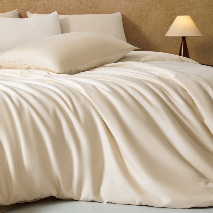 91家纺网 家纺一手货源 找家纺 秀色家纺 2025新款A类60s新疆长绒棉纯棉四件套全棉床上用品纯色床单被套被罩三件套-米朵 米朵-奶昔白