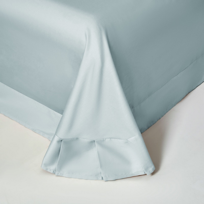 91家纺网 家纺一手货源 找家纺 秀色家纺 2025新款A类60s新疆长绒棉纯棉四件套全棉床上用品纯色床单被套被罩三件套-米朵 米朵-天空蓝