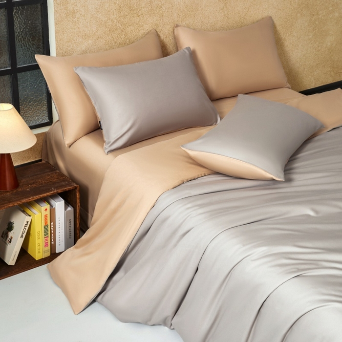 91家纺网 家纺一手货源 找家纺 秀色家纺 2025新款A类60s新疆长绒棉纯棉四件套全棉床上用品纯色床单被套被罩三件套-米朵 米朵-可口摩卡