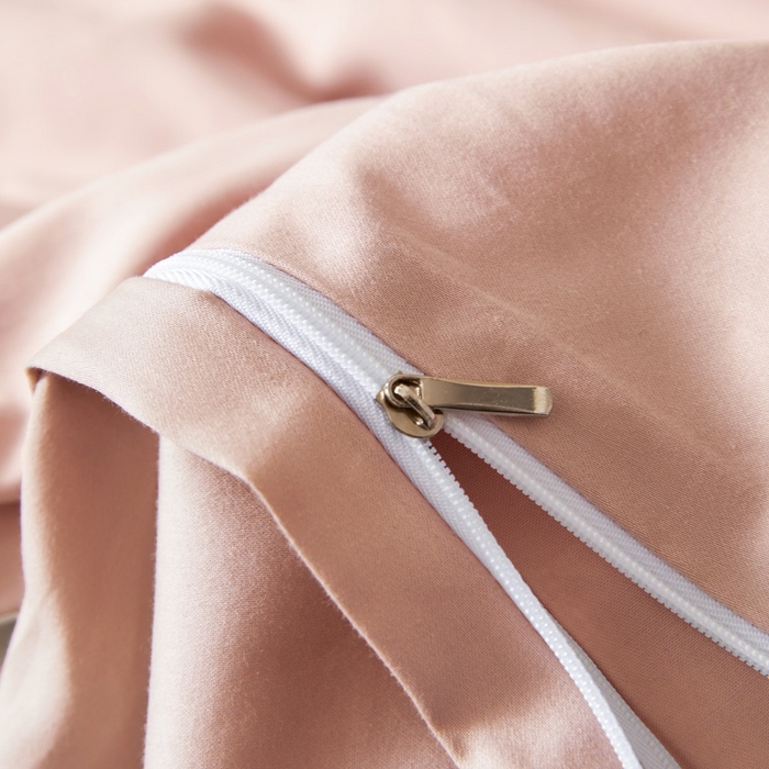 91家纺网 家纺一手货源 找家纺 秀色家纺 2025新款A类60s新疆长绒棉纯棉四件套全棉床上用品纯色床单被套被罩三件套-米朵 米朵-茱萸粉