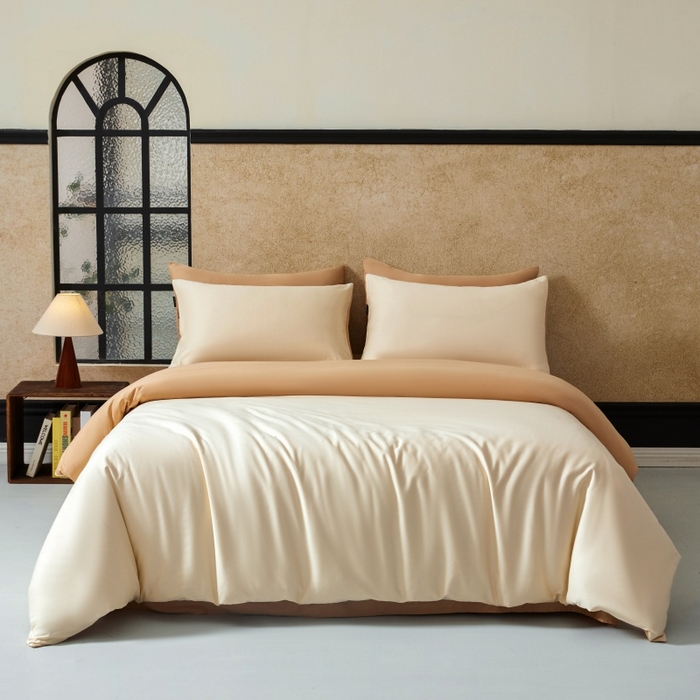 91家纺网 家纺一手货源 找家纺 秀色家纺 2025新款A类60s新疆长绒棉纯棉四件套全棉床上用品纯色床单被套被罩三件套-米朵 米朵-奶油柚子金