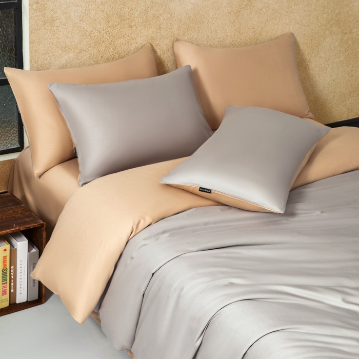 91家纺网 家纺一手货源 找家纺 秀色家纺 2025新款A类60s新疆长绒棉纯棉四件套全棉床上用品纯色床单被套被罩三件套-米朵 米朵-可口摩卡