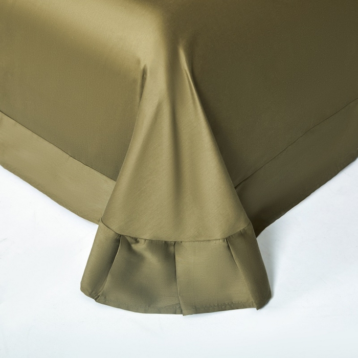 91家纺网 家纺一手货源 找家纺 秀色家纺 2025新款A类60s新疆长绒棉纯棉四件套全棉床上用品纯色床单被套被罩三件套-米朵 米朵-春水浅绿+橄榄深绿