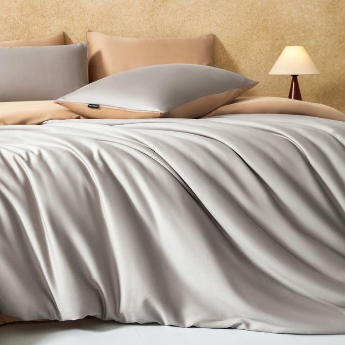 91家纺网 家纺一手货源 找家纺 秀色家纺 2025新款A类60s新疆长绒棉纯棉四件套全棉床上用品纯色床单被套被罩三件套-米朵 米朵-可口摩卡