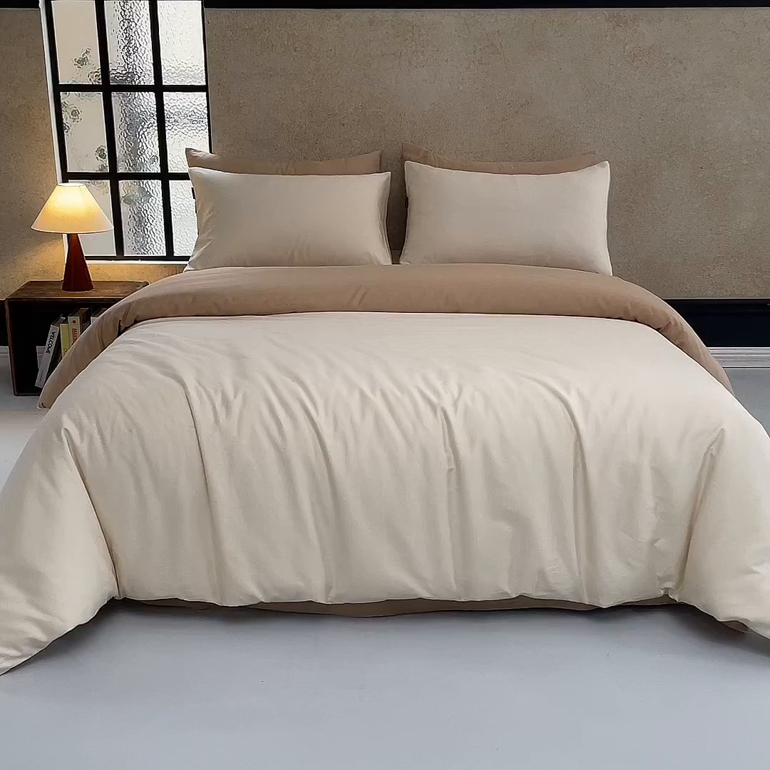 91家纺网 家纺一手货源 找家纺 秀色家纺 2025新款A类60s新疆长绒棉纯棉四件套全棉床上用品纯色床单被套被罩三件套-米朵 米朵-奶油柚子金