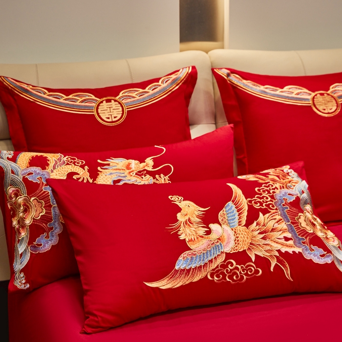 91家纺网 家纺一手货源 找家纺 东方合美（原：皇家传奇） 2025新款新中式纯棉刺绣长绒棉四件套 百子贺喜