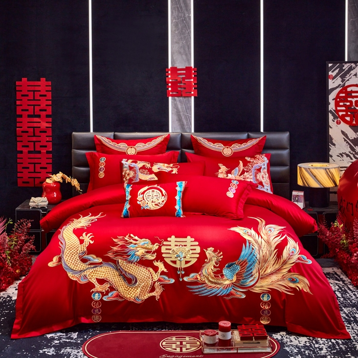 东方合美（原：皇家传奇） 2025新款新中式纯棉刺绣长绒棉四件套 喜结良缘