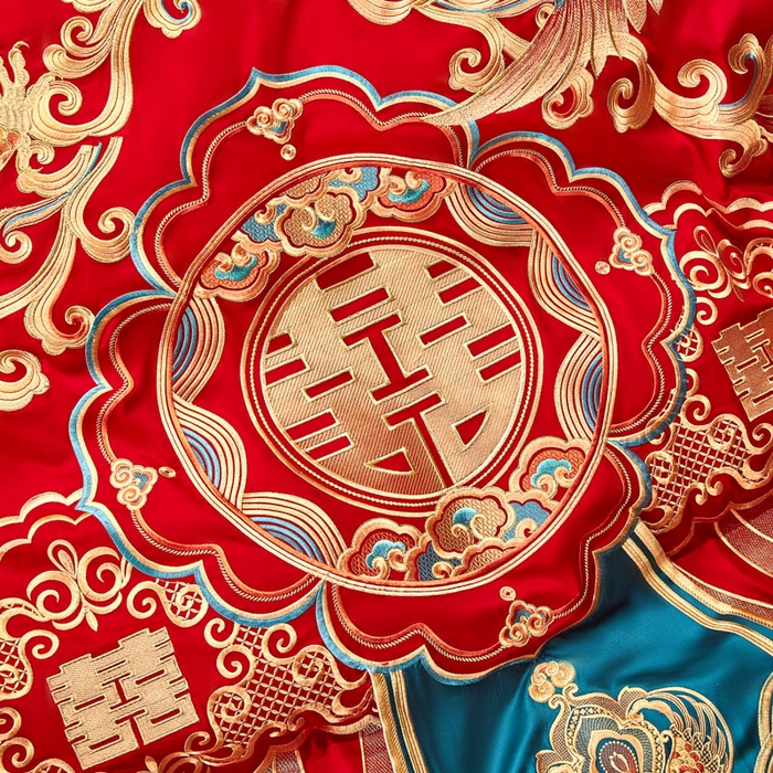 91家纺网 家纺一手货源 找家纺 东方合美（原：皇家传奇） 2025新款新中式纯棉刺绣长绒棉四件套 龙章凤姿