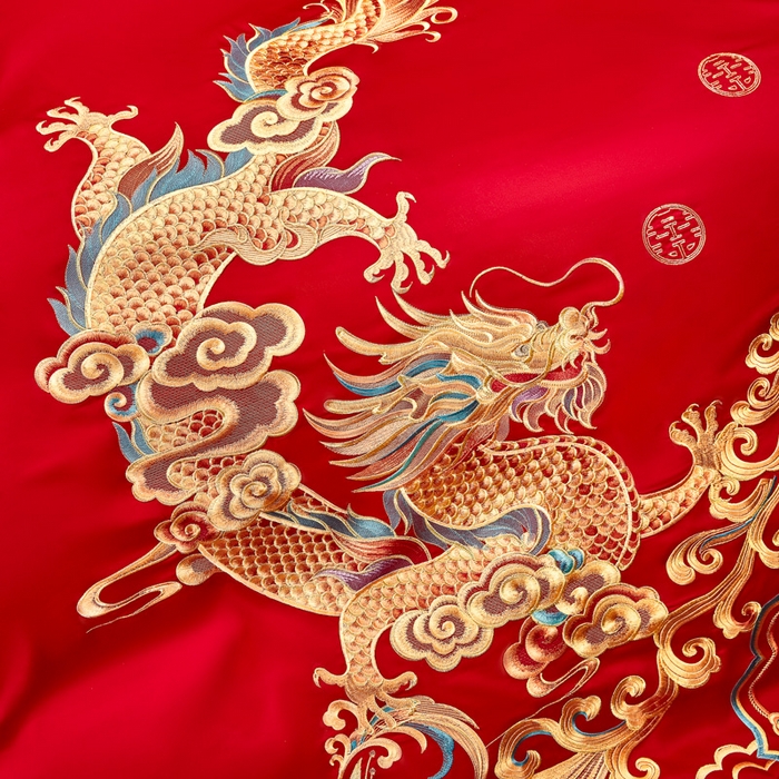 91家纺网 家纺一手货源 找家纺 东方合美（原：皇家传奇） 2025新款新中式纯棉刺绣长绒棉四件套 龙章凤姿