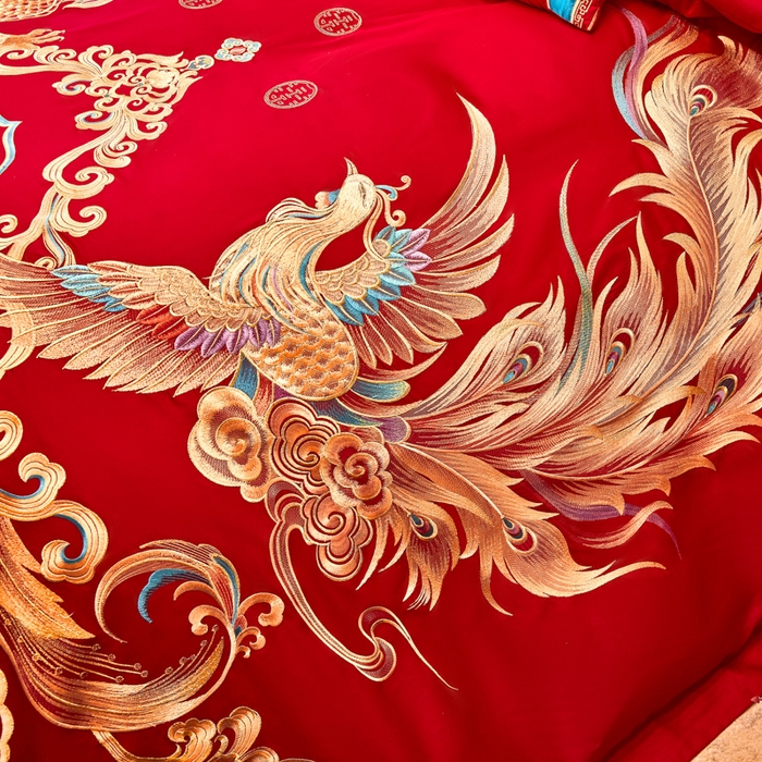 91家纺网 家纺一手货源 找家纺 东方合美（原：皇家传奇） 2025新款新中式纯棉刺绣长绒棉四件套 龙章凤姿