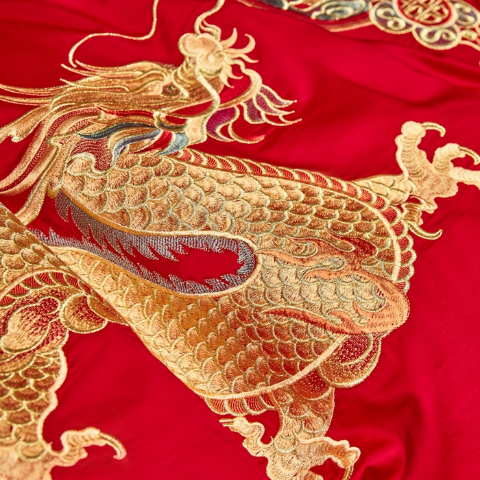 91家纺网 家纺一手货源 找家纺 东方合美（原：皇家传奇） 2025新款新中式纯棉刺绣长绒棉四件套 龙凤喜韵