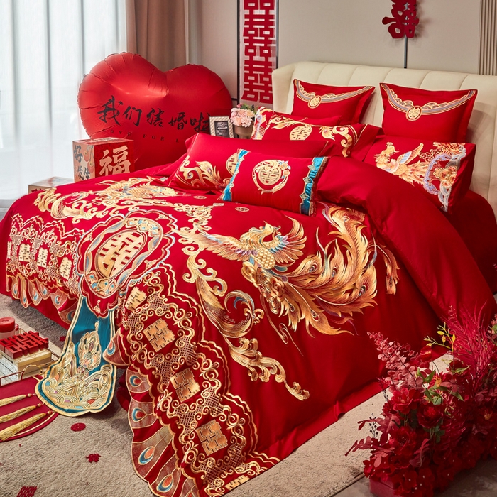 91家纺网 家纺一手货源 找家纺 东方合美（原：皇家传奇） 2025新款新中式纯棉刺绣长绒棉四件套 龙章凤姿