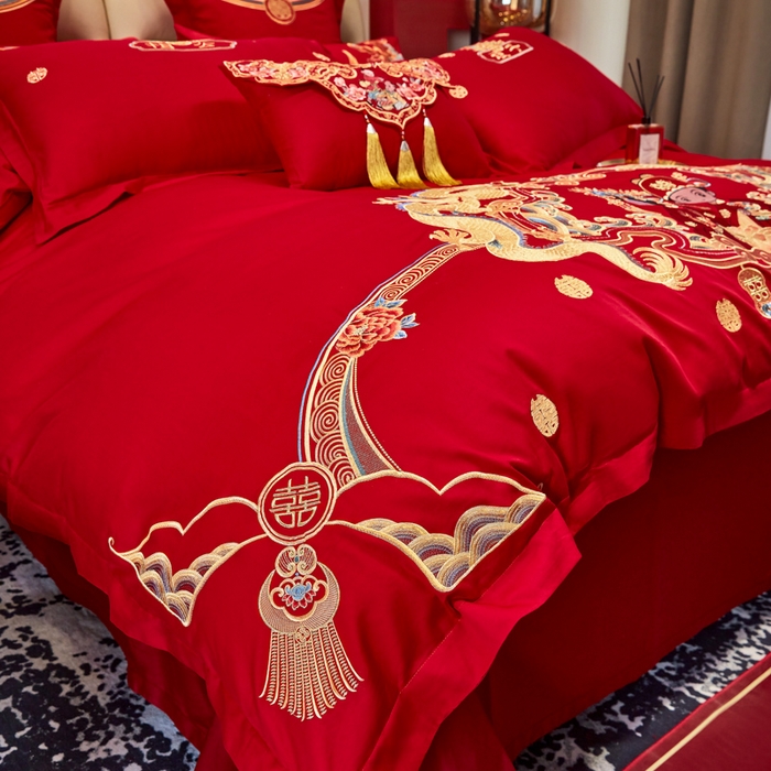 91家纺网 家纺一手货源 找家纺 东方合美（原：皇家传奇） 2025新款新中式纯棉刺绣长绒棉四件套 一生一世