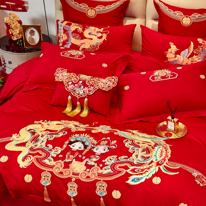 91家纺网 家纺一手货源 找家纺 东方合美（原：皇家传奇） 2025新款新中式纯棉刺绣长绒棉四件套 一生一世