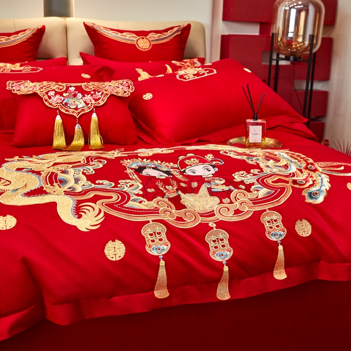 91家纺网 家纺一手货源 找家纺 东方合美（原：皇家传奇） 2025新款新中式纯棉刺绣长绒棉四件套 一生一世