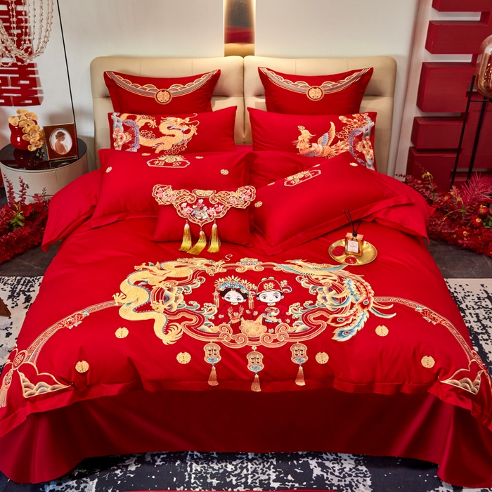 91家纺网 家纺一手货源 找家纺 东方合美（原：皇家传奇） 2025新款新中式纯棉刺绣长绒棉四件套 一生一世