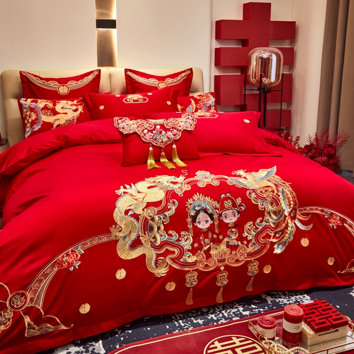 91家纺网 家纺一手货源 找家纺 东方合美（原：皇家传奇） 2025新款新中式纯棉刺绣长绒棉四件套 一生一世