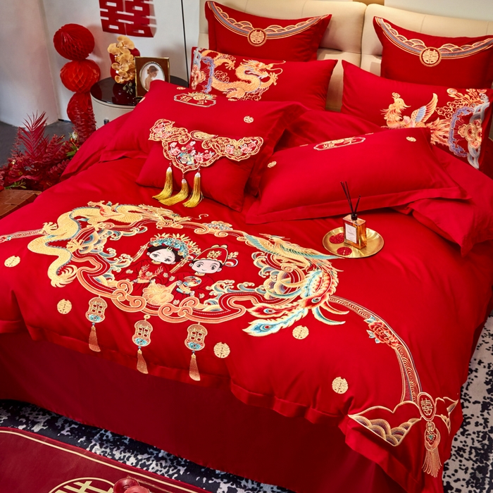 91家纺网 家纺一手货源 找家纺 东方合美（原：皇家传奇） 2025新款新中式纯棉刺绣长绒棉四件套 一生一世