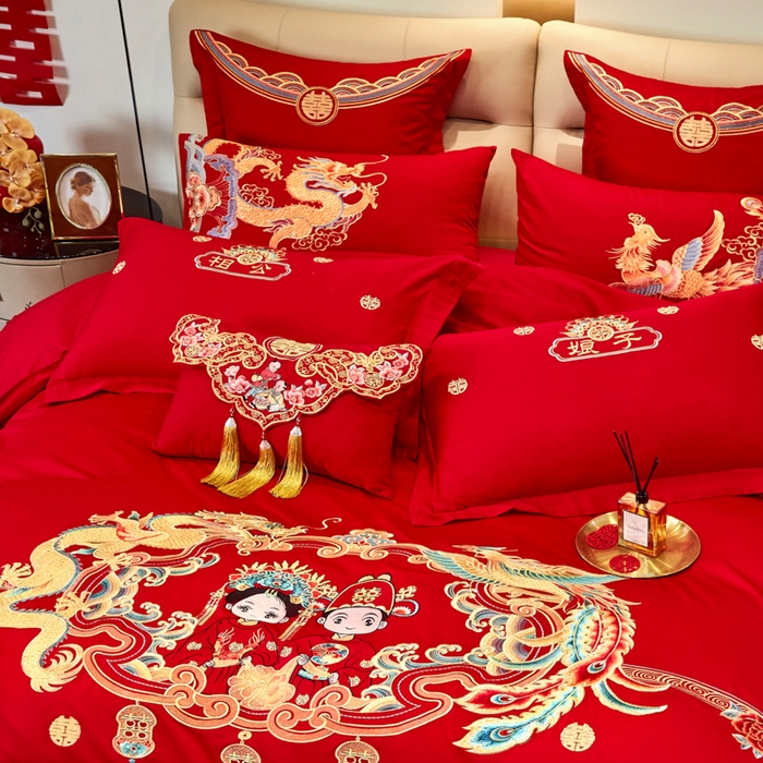 91家纺网 家纺一手货源 找家纺 东方合美（原：皇家传奇） 2025新款新中式纯棉刺绣长绒棉四件套 一生一世