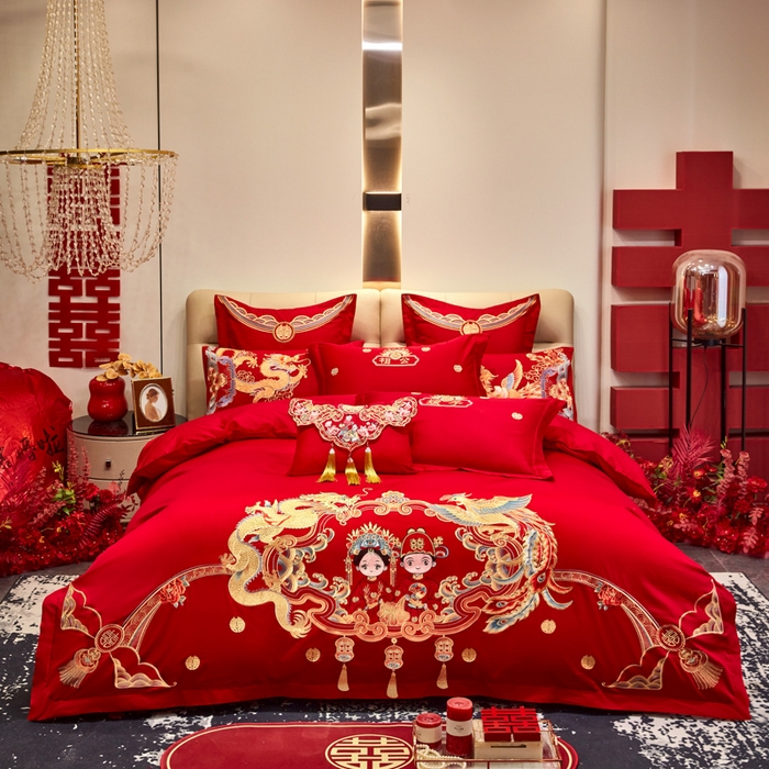 东方合美（原：皇家传奇） 2025新款新中式纯棉刺绣长绒棉四件套 一生一世