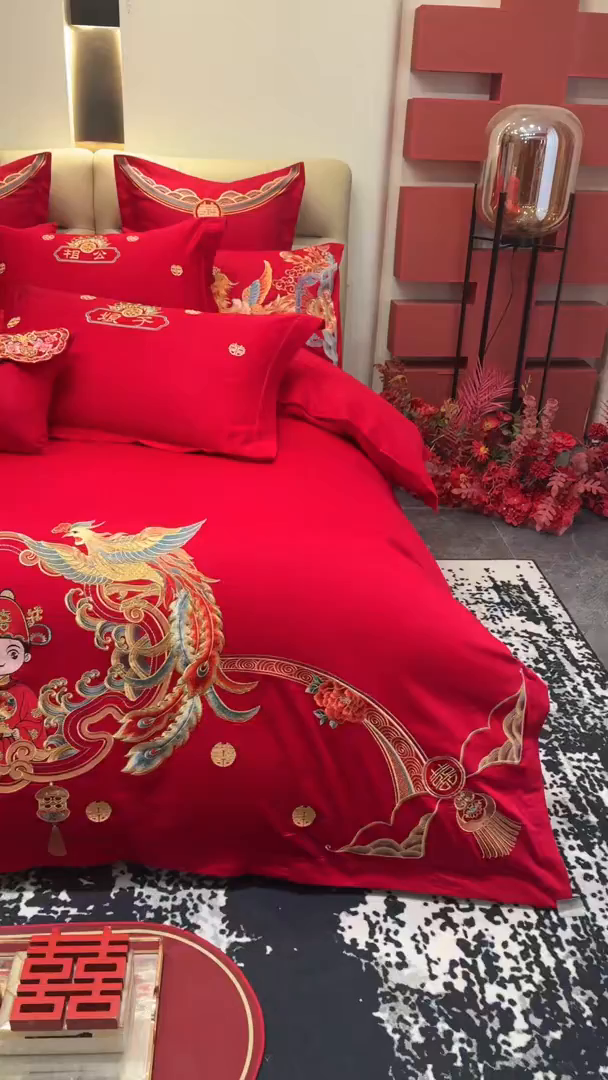 91家纺网 家纺一手货源 找家纺 东方合美（原：皇家传奇） 2025新款新中式纯棉刺绣长绒棉四件套 一生一世