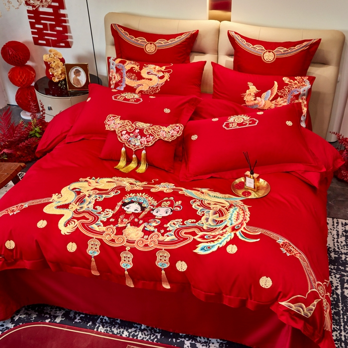 91家纺网 家纺一手货源 找家纺 东方合美（原：皇家传奇） 2025新款新中式纯棉刺绣长绒棉四件套 一生一世