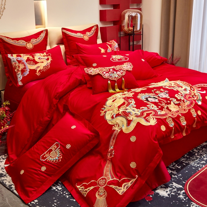 91家纺网 家纺一手货源 找家纺 东方合美（原：皇家传奇） 2025新款新中式纯棉刺绣长绒棉四件套 一生一世