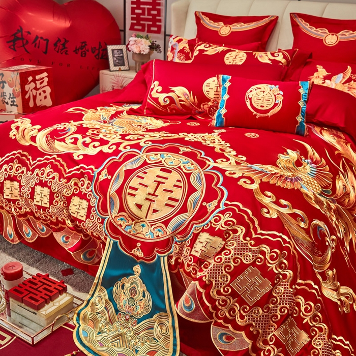 91家纺网 家纺一手货源 找家纺 东方合美（原：皇家传奇） 2025新款新中式纯棉刺绣长绒棉四件套 龙章凤姿