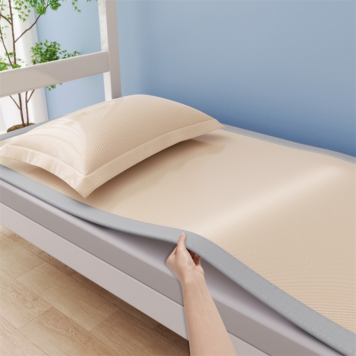 91家纺网 家纺一手货源 找家纺 星座家纺 2025新款学生床斜纹冰丝凉席-刺绣款 奶茶咖