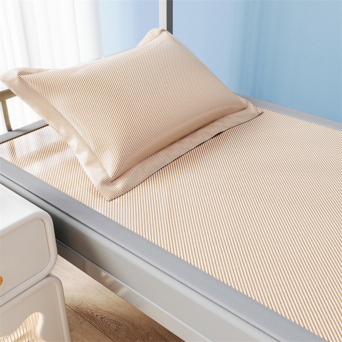 91家纺网 家纺一手货源 找家纺 星座家纺 2025新款学生床斜纹冰丝凉席-刺绣款 奶茶咖