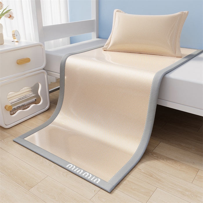 91家纺网 家纺一手货源 找家纺 星座家纺 2025新款学生床斜纹冰丝凉席-刺绣款 奶茶咖