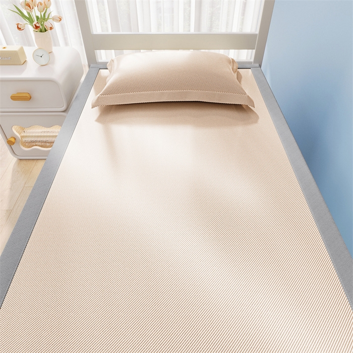 91家纺网 家纺一手货源 找家纺 星座家纺 2025新款学生床斜纹冰丝凉席-刺绣款 奶茶咖