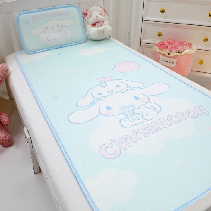 91家纺网 家纺一手货源 找家纺 八零年代 2025新款三丽鸥IP正版授权凉席新品云柔天丝软凉席冰丝儿童席幼儿园午睡凉席套件 大耳狗-宝贝