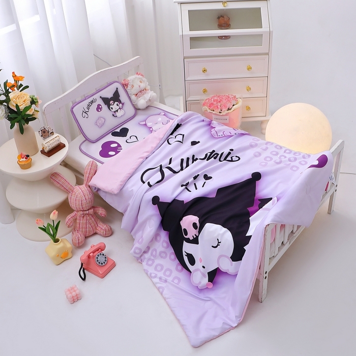 91家纺网 家纺一手货源 找家纺 八零年代 2025新款三丽鸥IP正版授权凉席新品云柔天丝软凉席冰丝儿童席幼儿园午睡凉席套件 库洛米-魔法